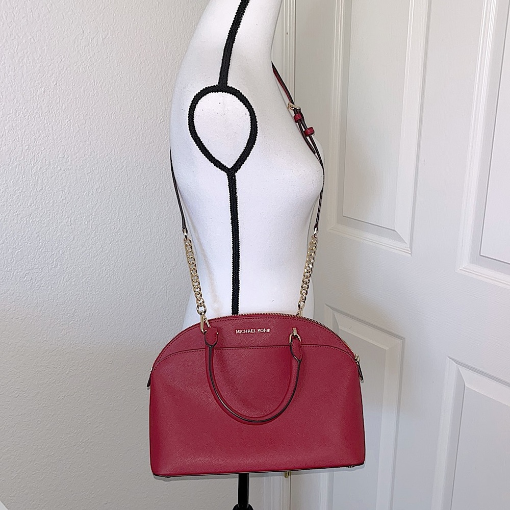 Red Michael Kors Emmy Dome satchel